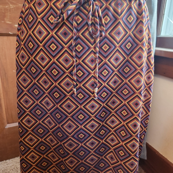 70s Print Rayon‎ Pull On Skirt With Tie Women's Size Large - Picture 8 of 8